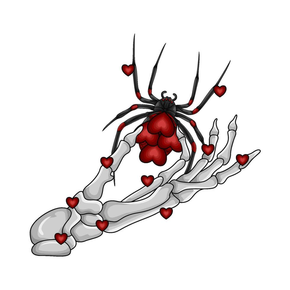 rouge araignée dans main OS illustration vecteur