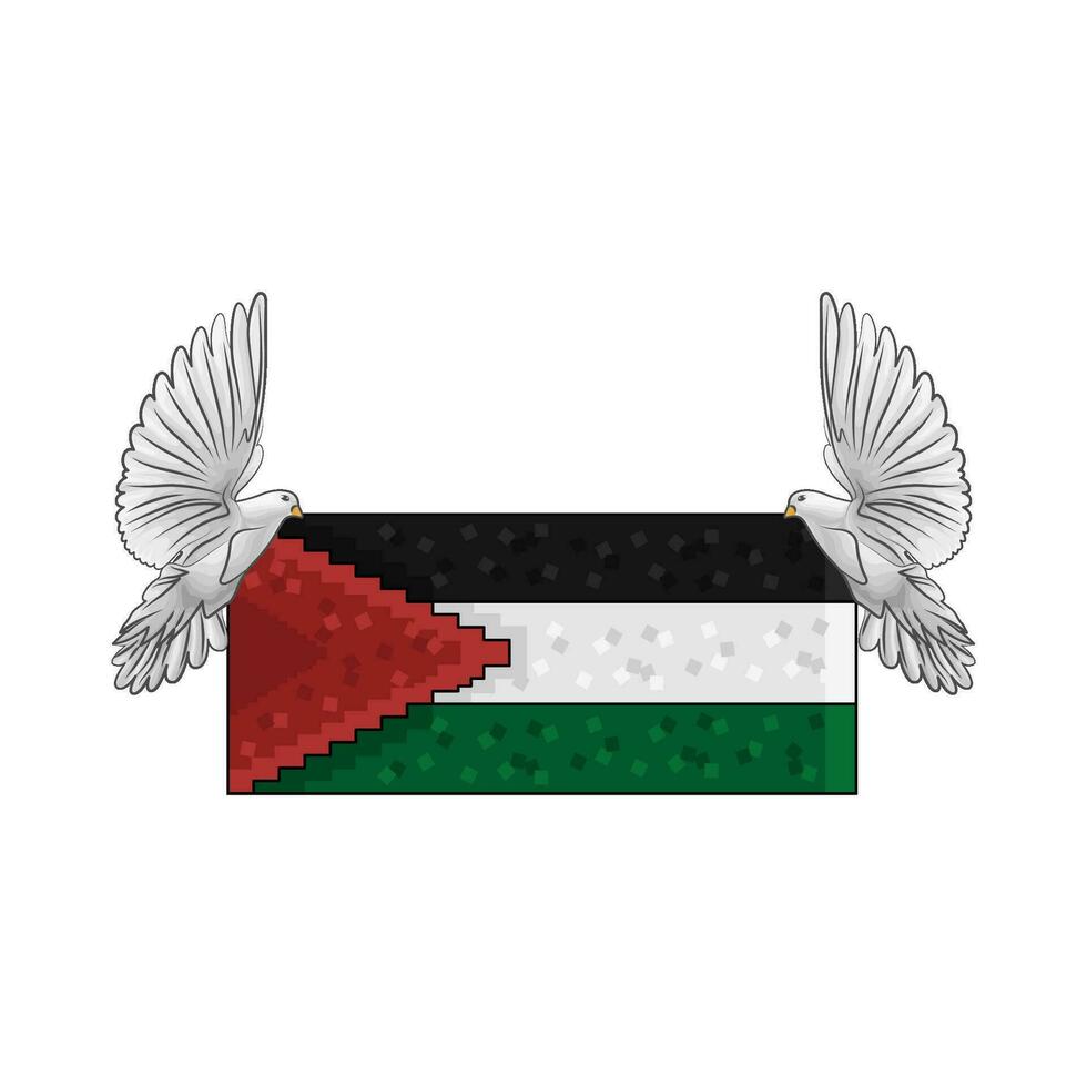 drapeau Palestine avec oiseau illustration vecteur