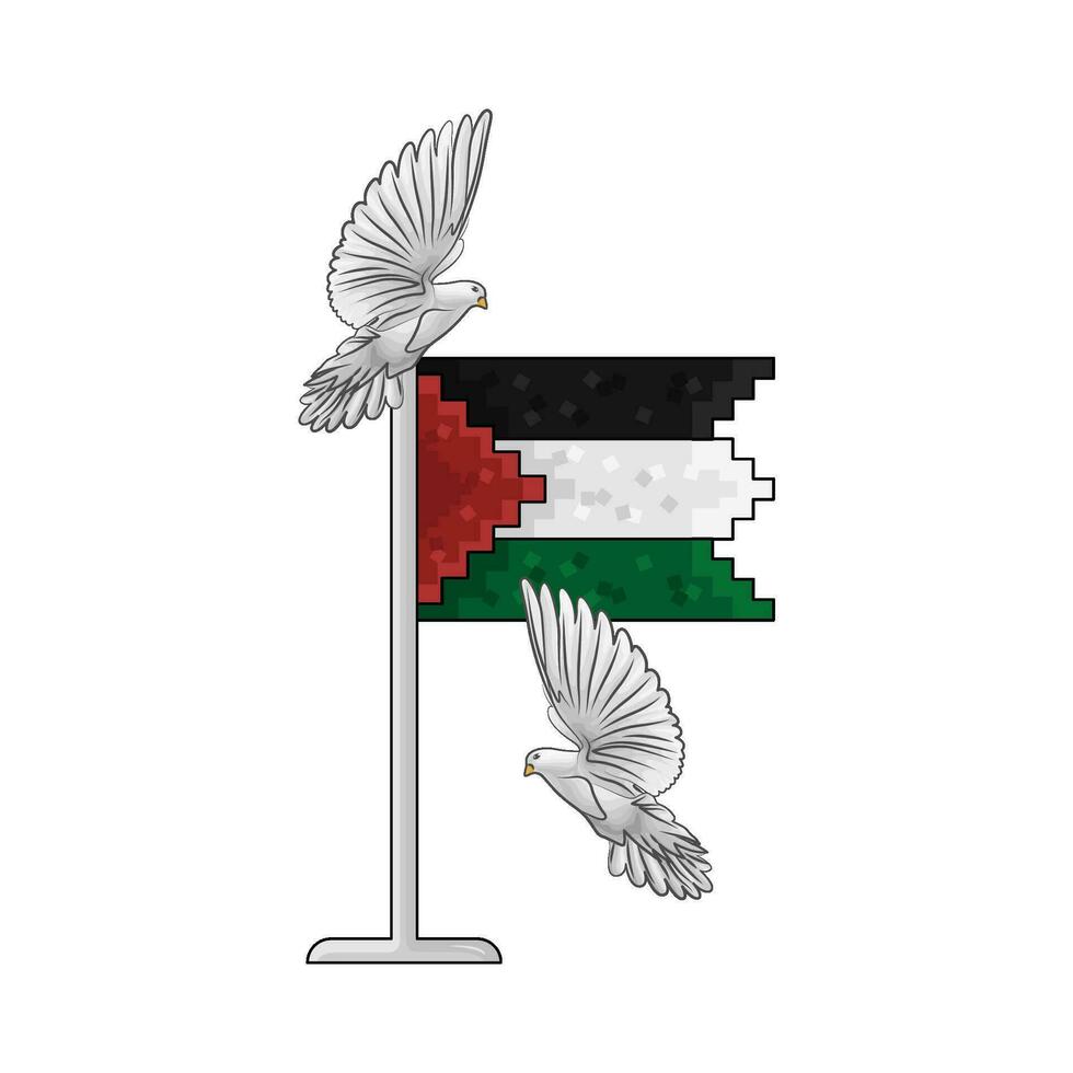 drapeau Palestine avec oiseau illustration vecteur