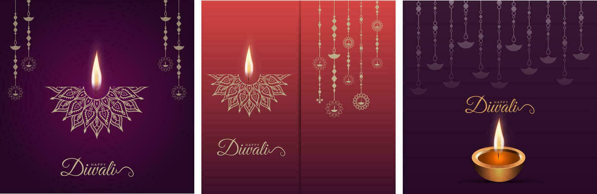 content diwali social médias Publier pour publicité, statut vœux, bannière, salutation carte vecteur