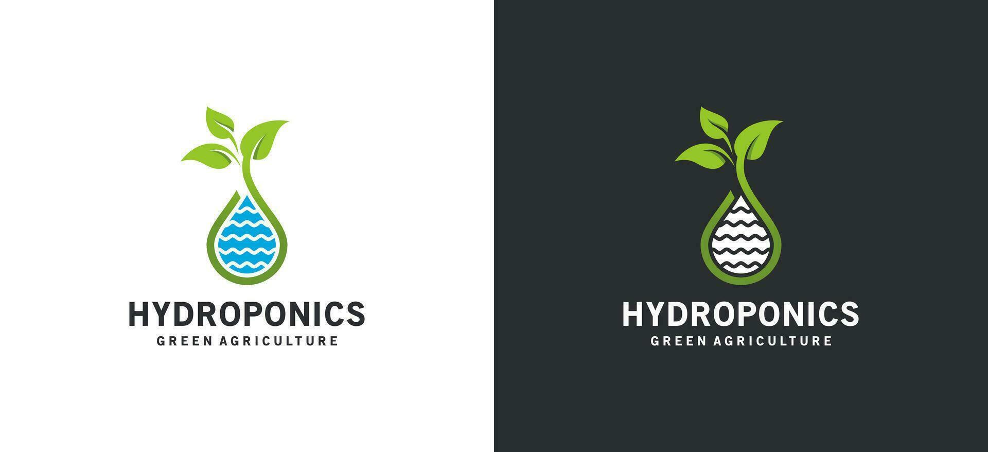 vert hydroponique plante logo conception avec moderne abstrait Créatif l'eau laissez tomber icône concept vecteur