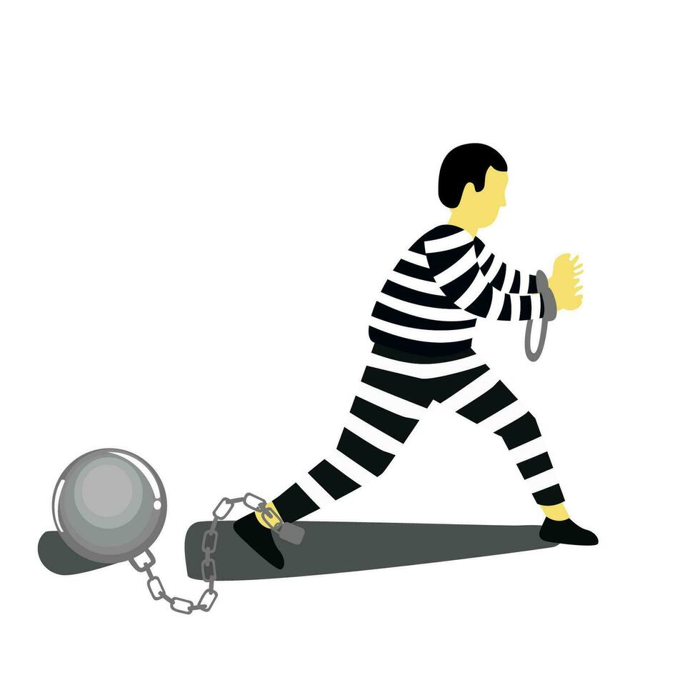 illustration de une prisonnier en marchant sur une blanc Contexte vecteur