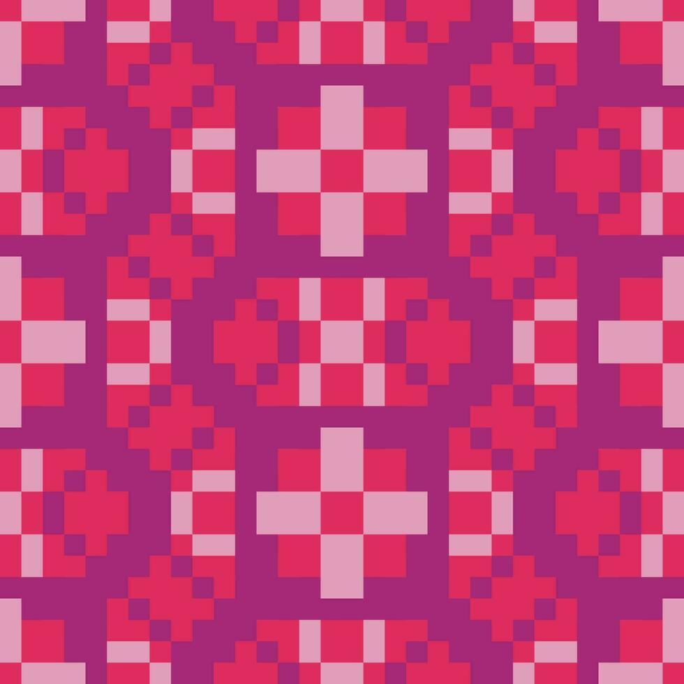 une rose et rouge pixel modèle avec carrés vecteur