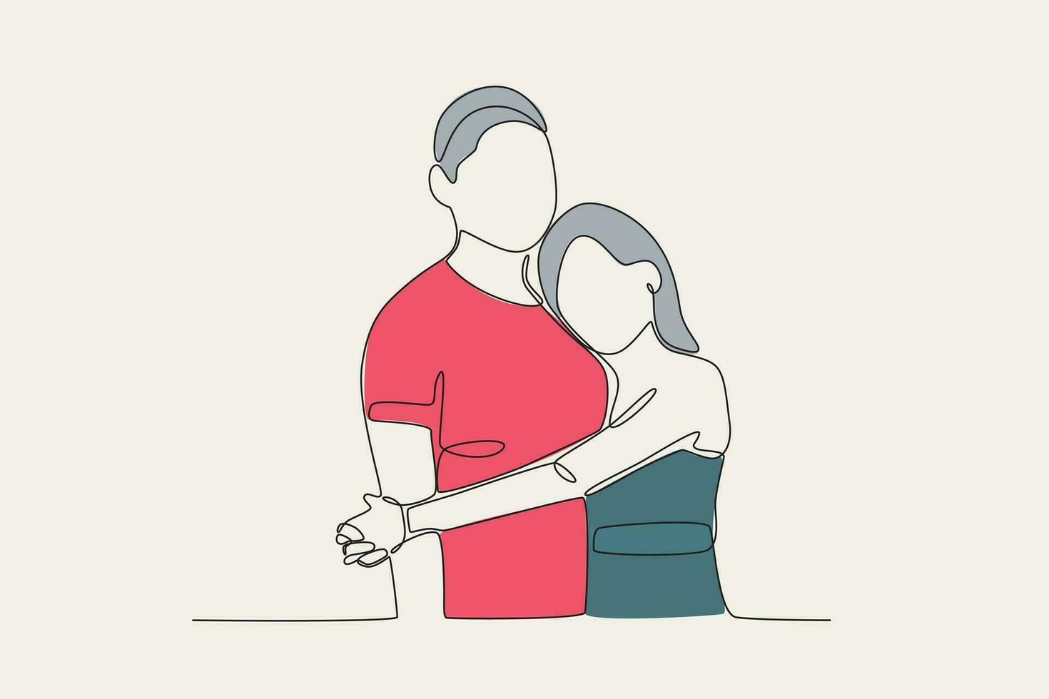 Couleur illustration de les amoureux étreindre Heureusement vecteur