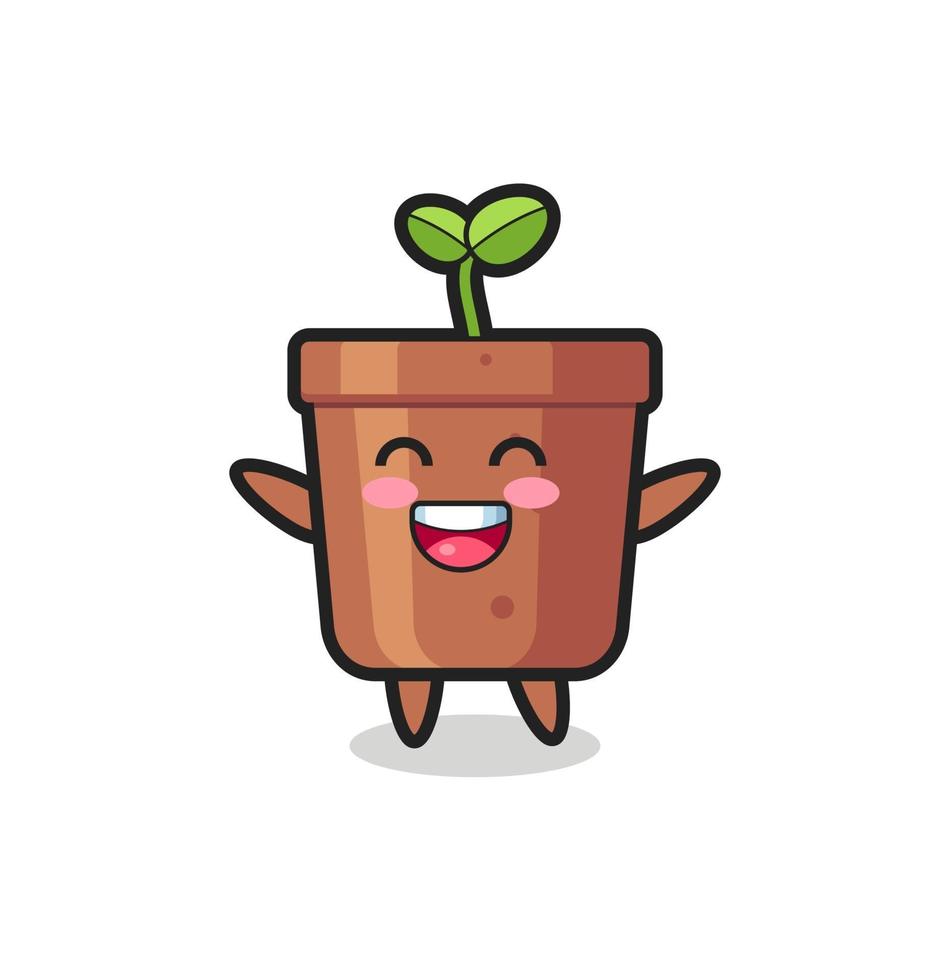 personnage de dessin animé de pot de plante bébé heureux vecteur