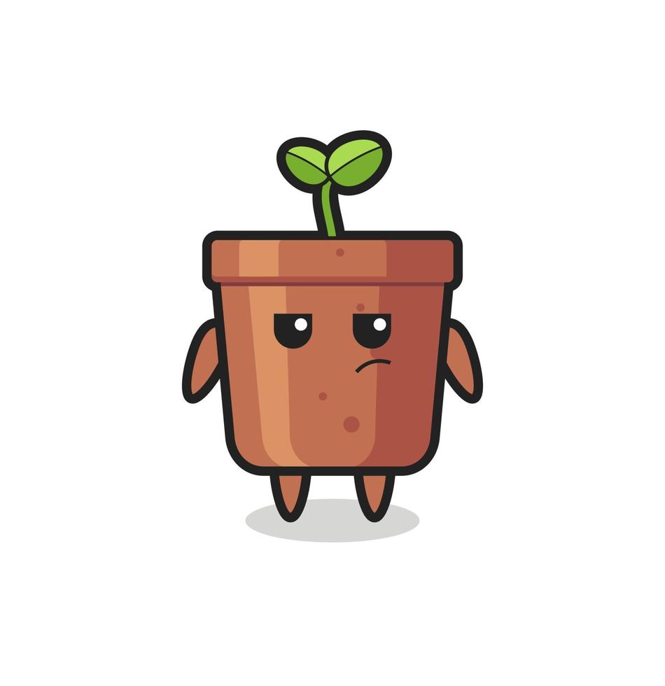 personnage de pot de plante mignon avec une expression suspecte vecteur