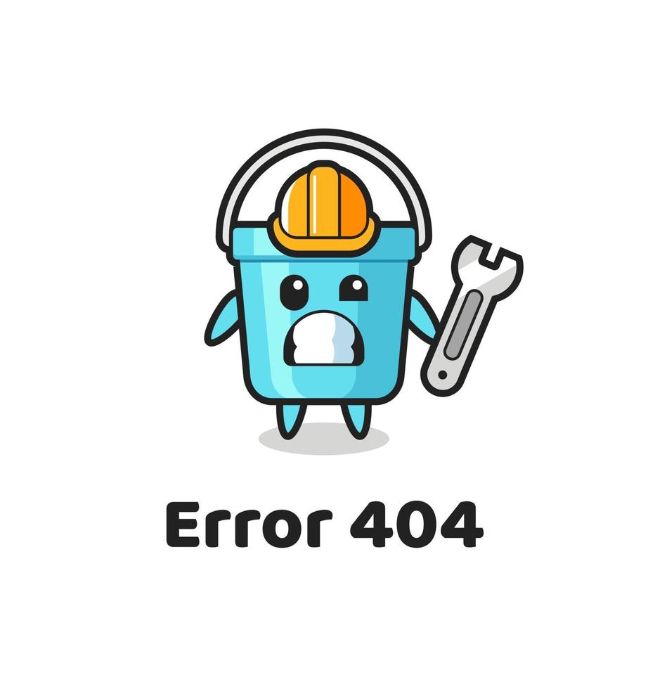 erreur 404 avec la mascotte mignonne de seau en plastique vecteur