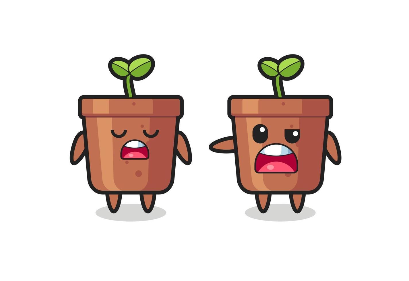 illustration de la dispute entre deux personnages mignons de pots de plantes vecteur