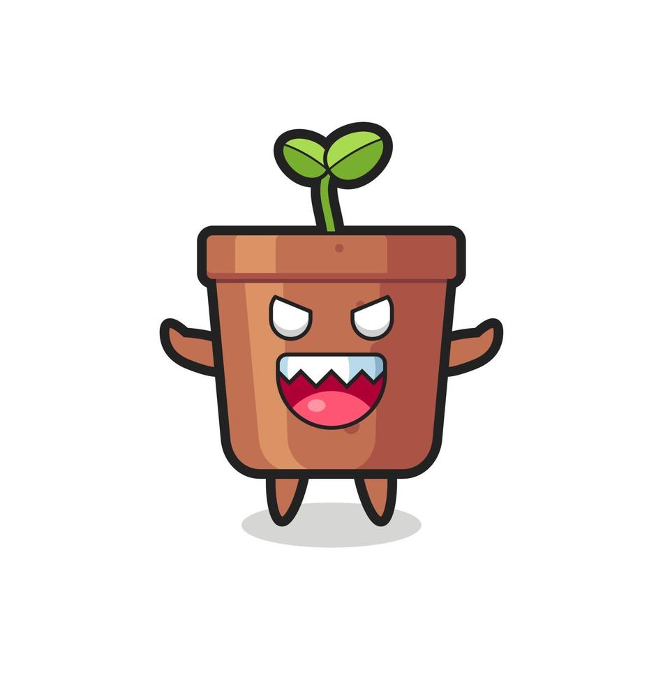 illustration du personnage de mascotte de pot de plante maléfique vecteur