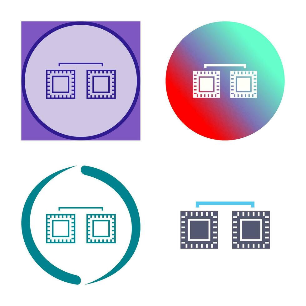 icône de vecteur connecté de processeurs uniques