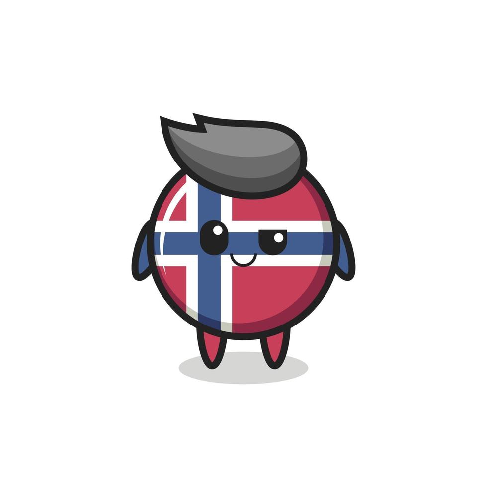 caricature d'insigne de drapeau de la norvège avec une expression arrogante vecteur