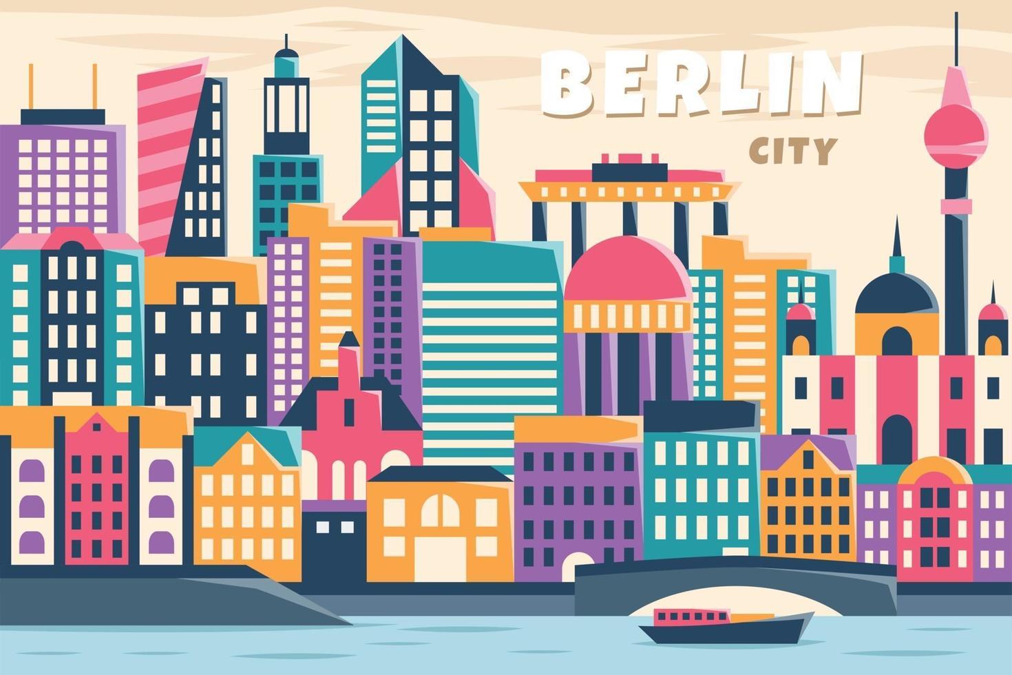 illustration vectorielle de la ville de berlin, concept design plat vecteur