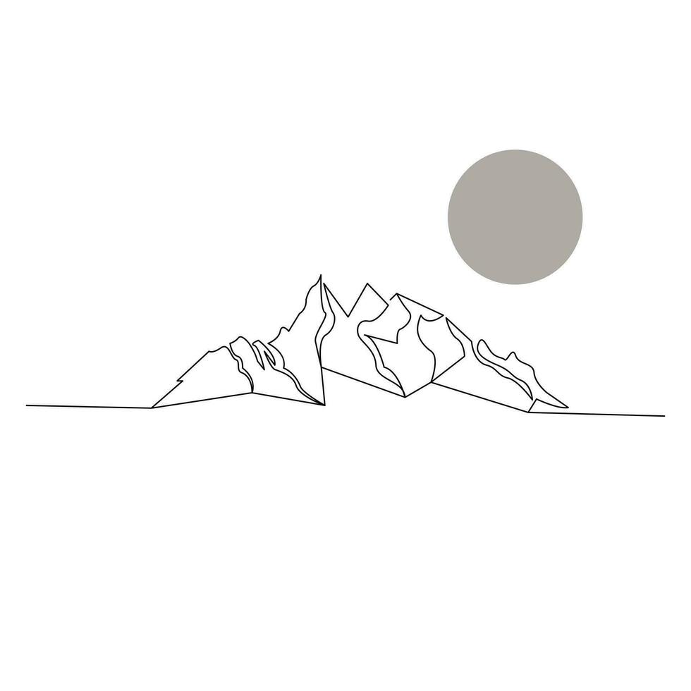 Montagne continu Célibataire ligne contour vecteur art illustration