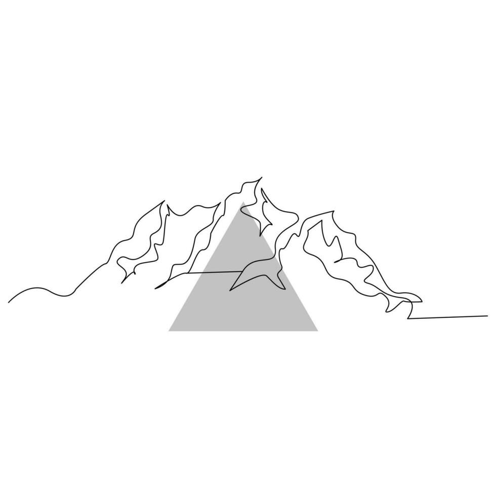 Montagne continu Célibataire ligne contour vecteur art illustration