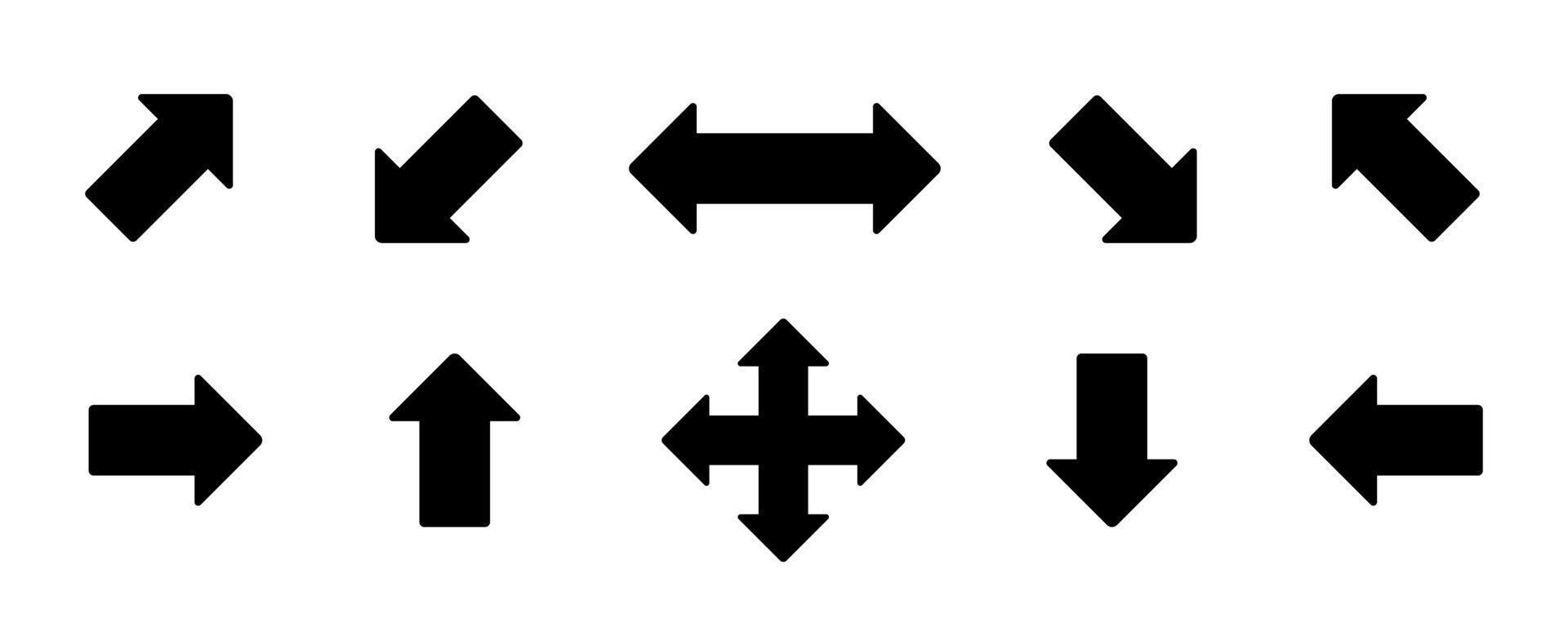 définir l'icône de la flèche. signe de différentes flèches de collection vecteur
