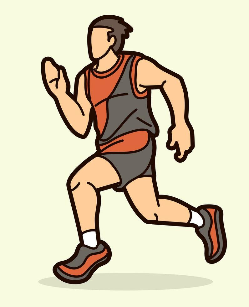 une homme début fonctionnement action marathon coureur dessin animé sport vecteur