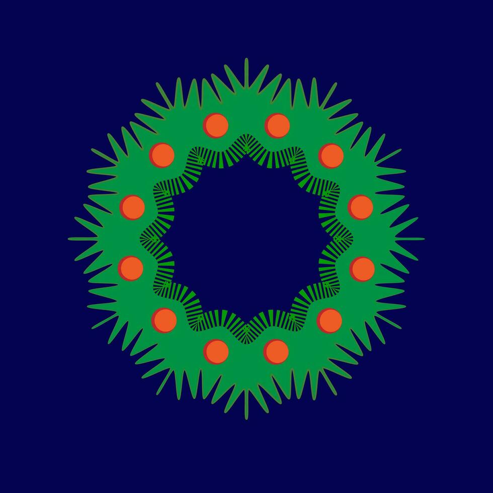 avènement couronne avec houx baies, du gui, pin et épicéa branches, sorbier des oiseleurs baies sur une bleu Contexte. joyeux Noël et content Nouveau an. vecteur eps10
