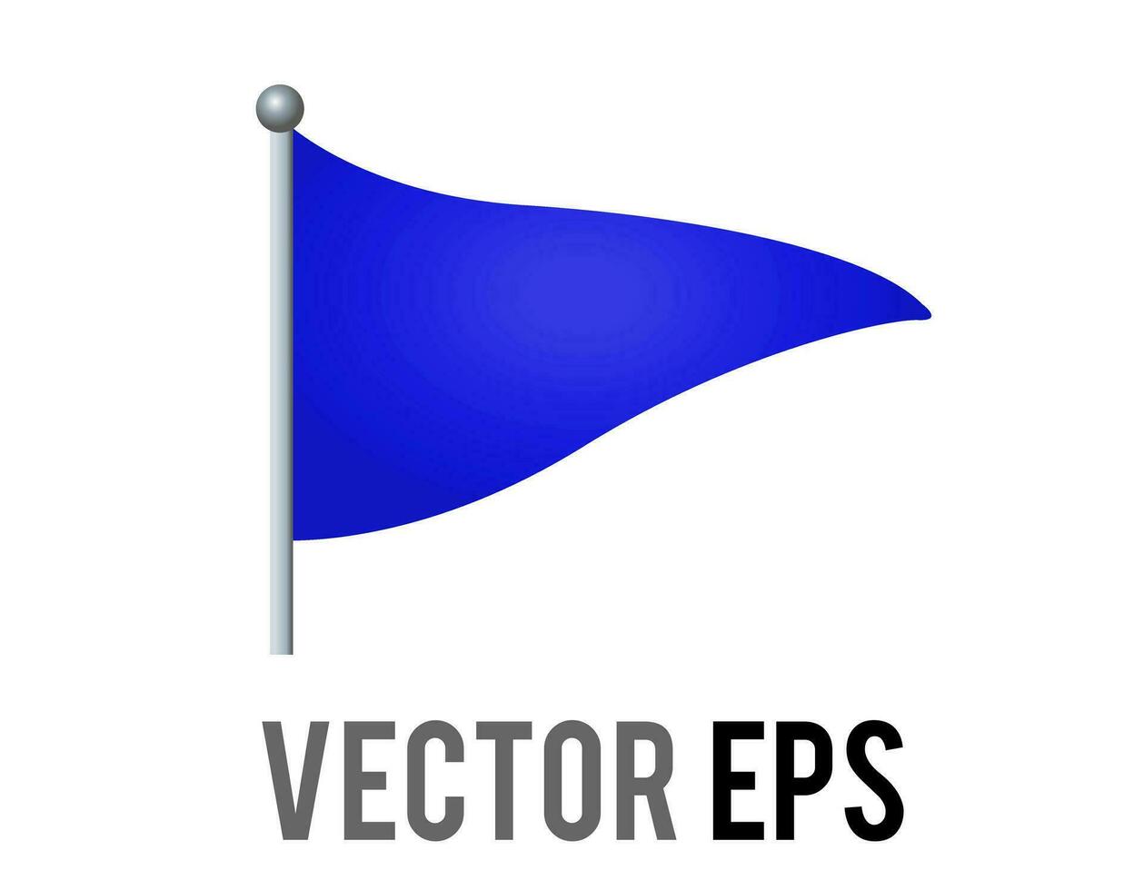 vecteur isolé vecteur triangulaire pente bleu drapeau icône avec argent pôle