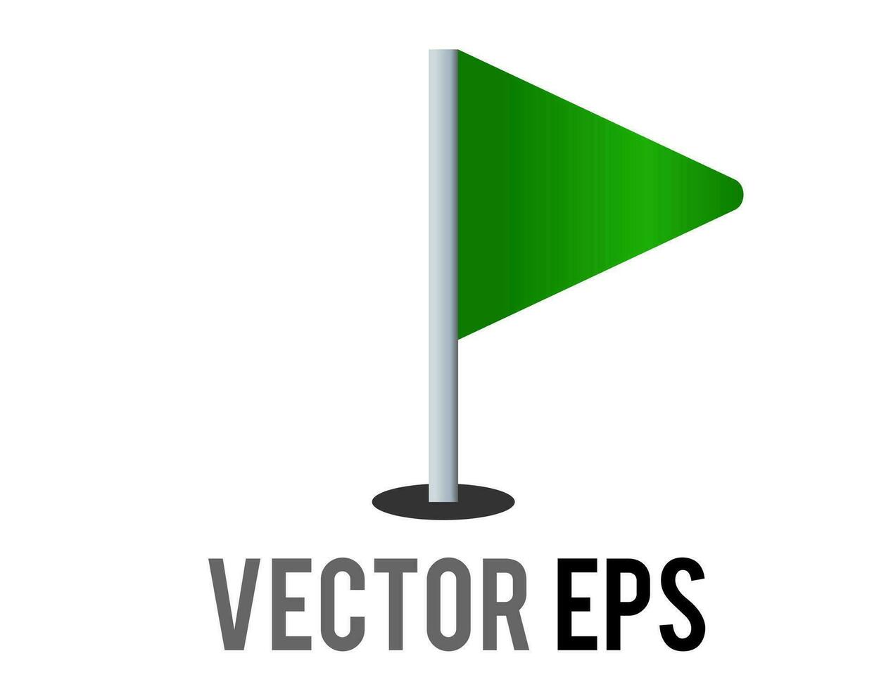 vecteur isolé vecteur triangulaire pente vert drapeau icône avec argent pôle