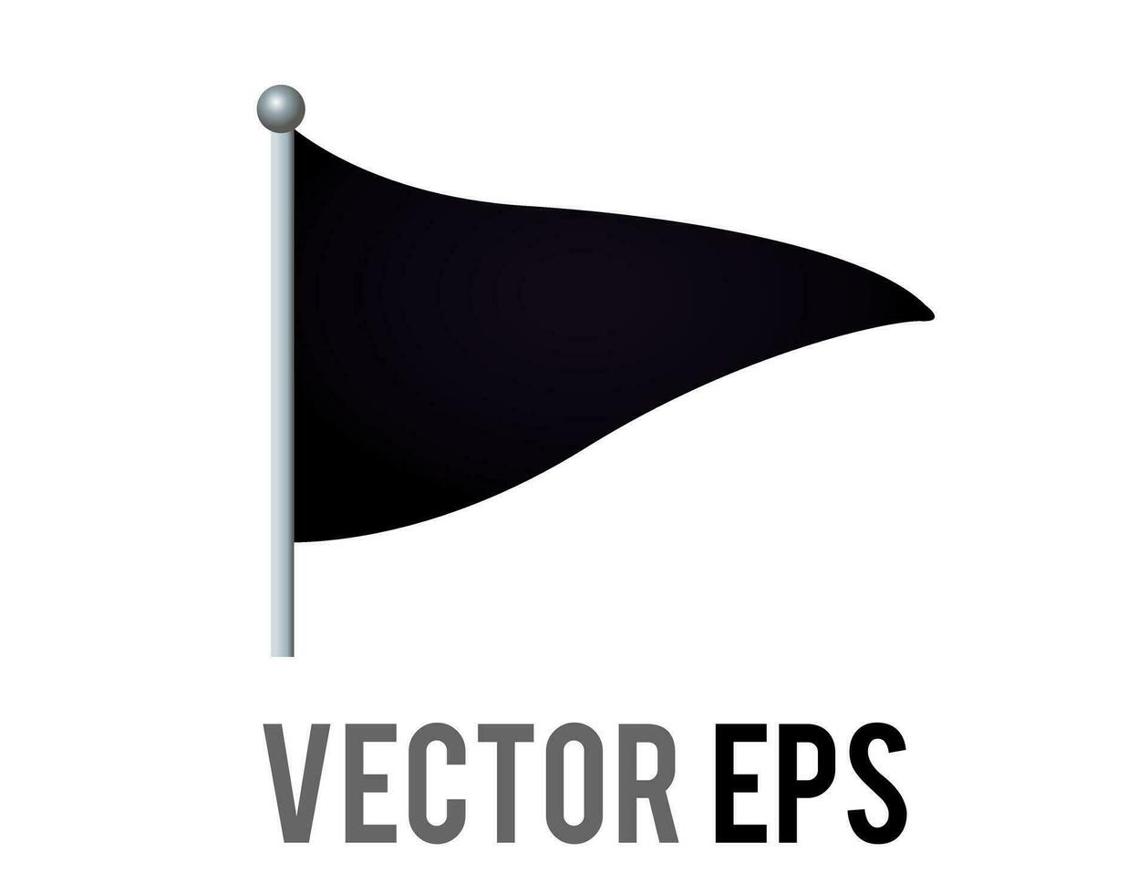 vecteur isolé vecteur triangulaire noir drapeau icône avec argent pôle