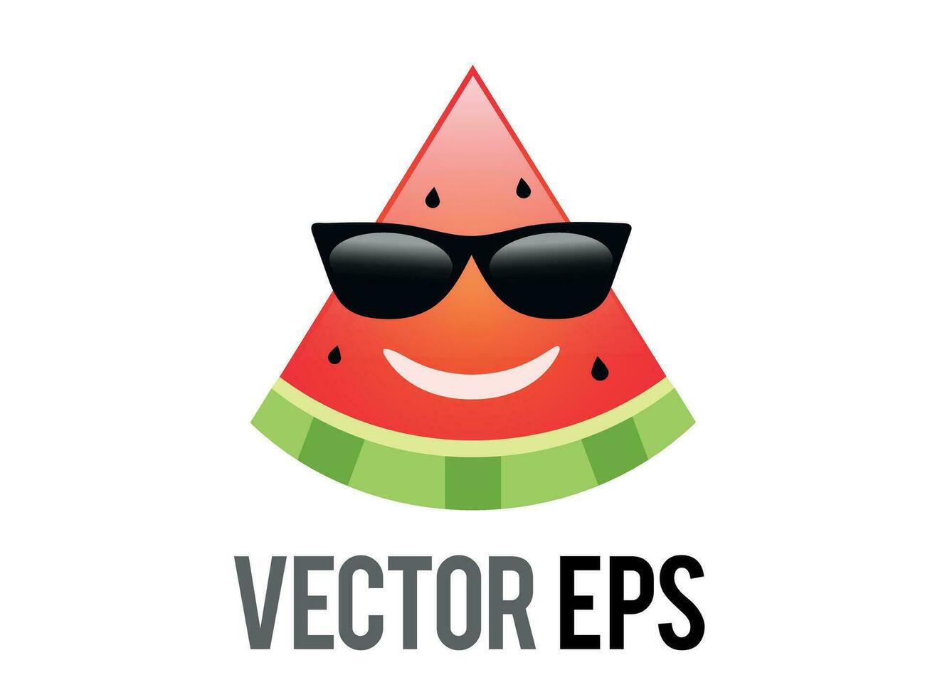 vecteur fruit pastèque rouge smiley visage icône avec noir des lunettes de soleil
