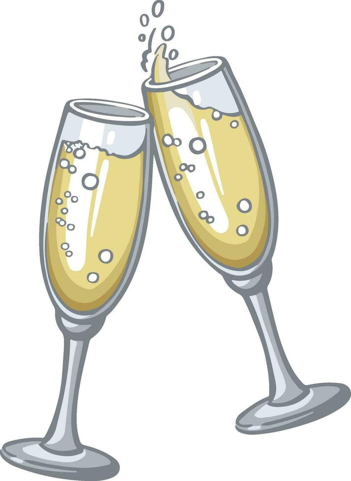 des lunettes avec pétillant vin, Champagne illustration vecteur