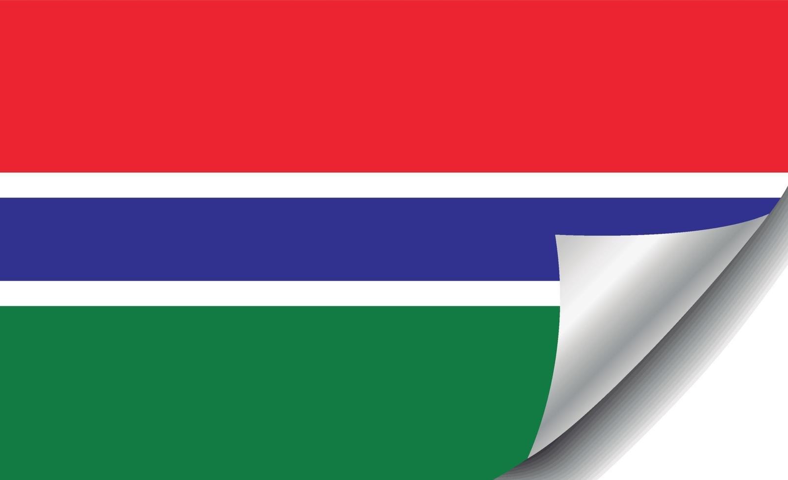 drapeau gambie avec coin recourbé vecteur