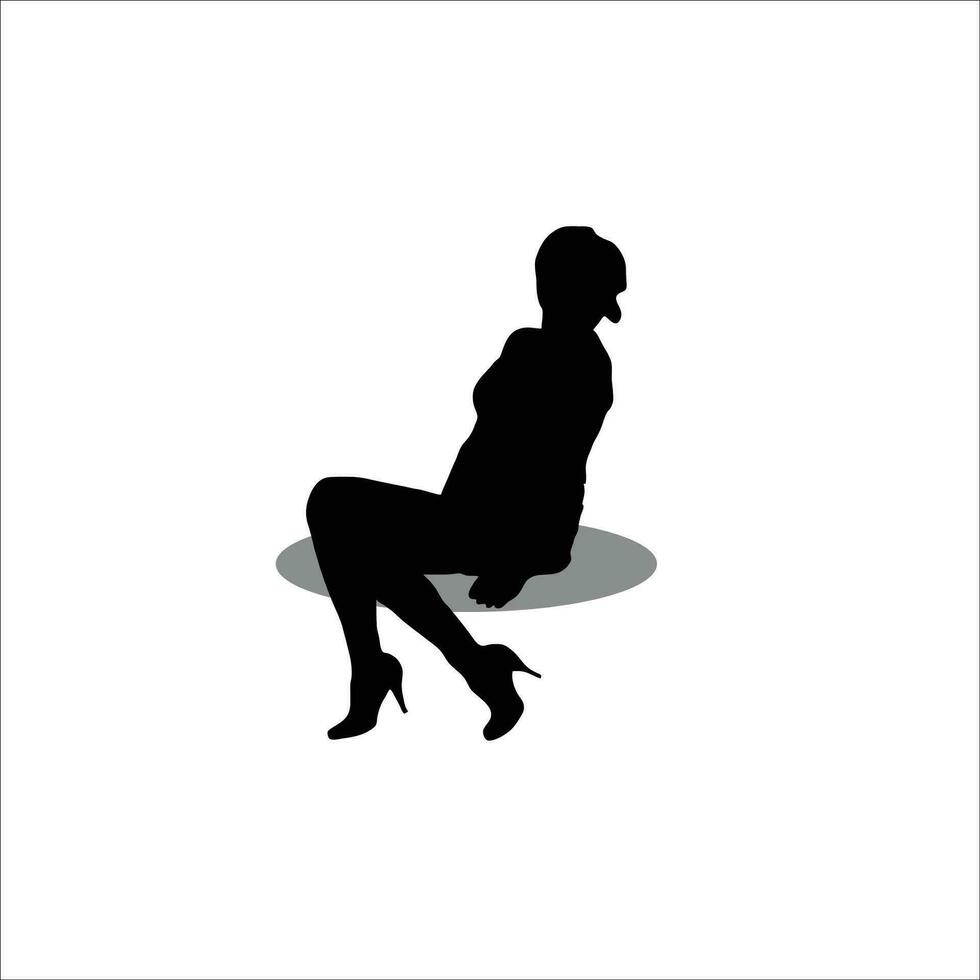 fille séance silhouette Stock vecteur illustration