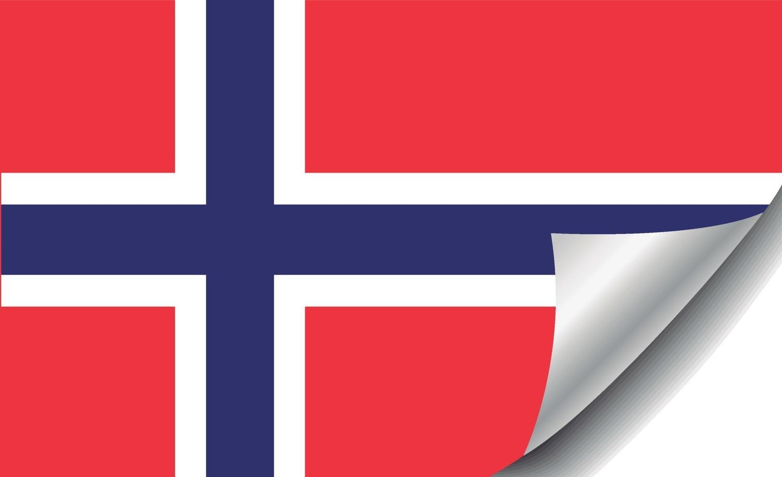 drapeau de la norvège avec coin recourbé vecteur