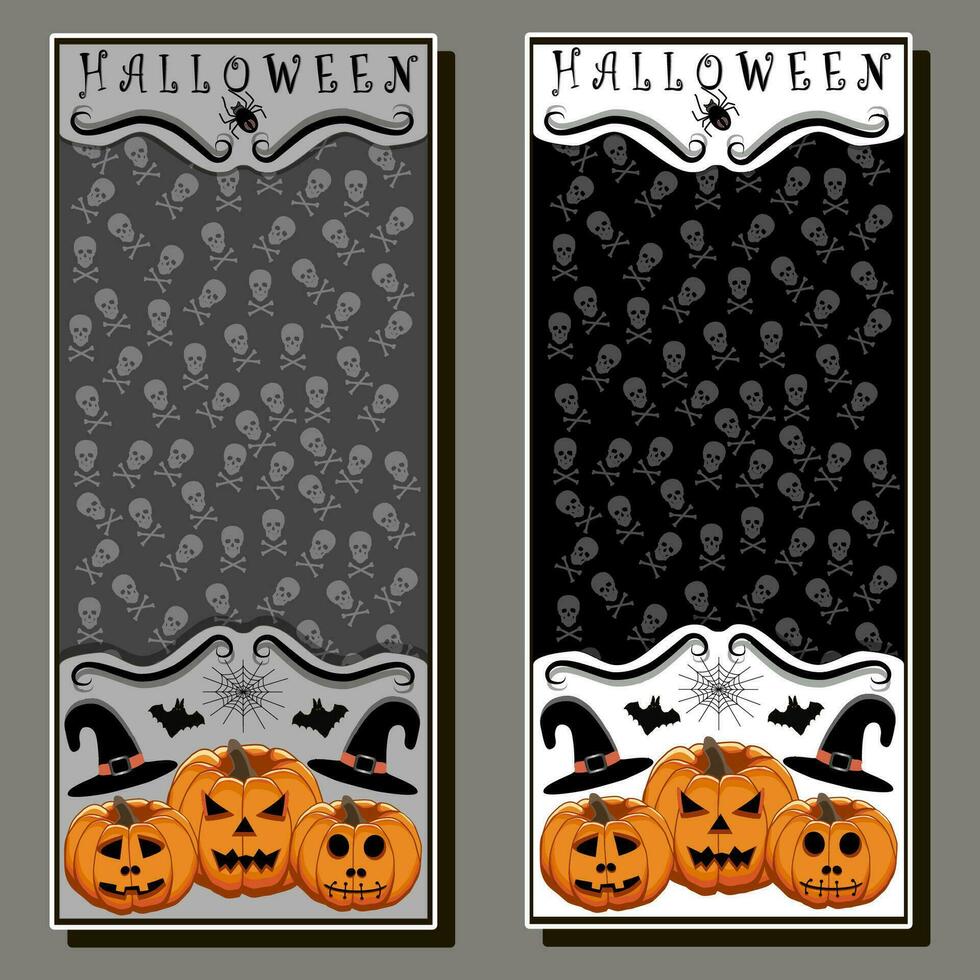 illustration sur thème autocollant pour fête vacances Halloween avec Orange citrouilles vecteur