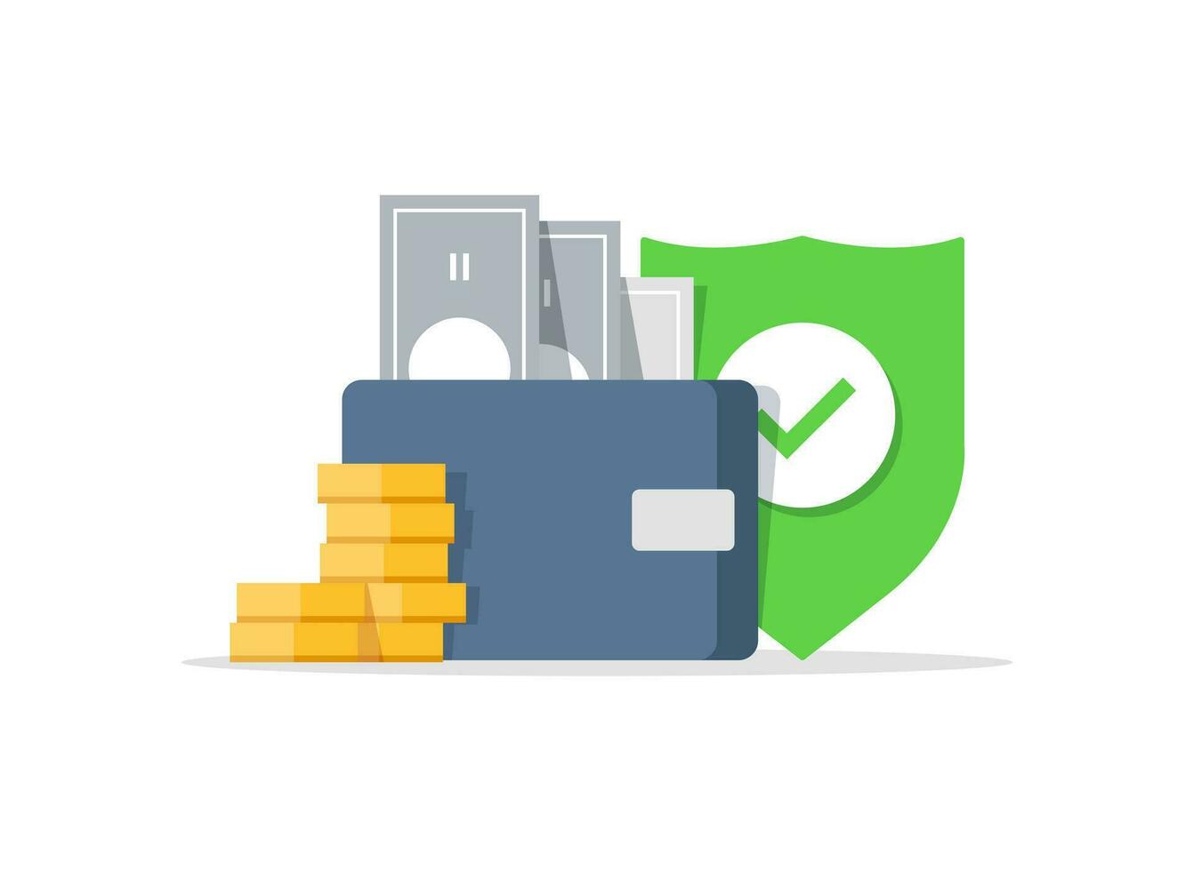 concept de protection du revenu avec illustration de symbole de bouclier, protection des données de transaction bancaire en ligne vecteur