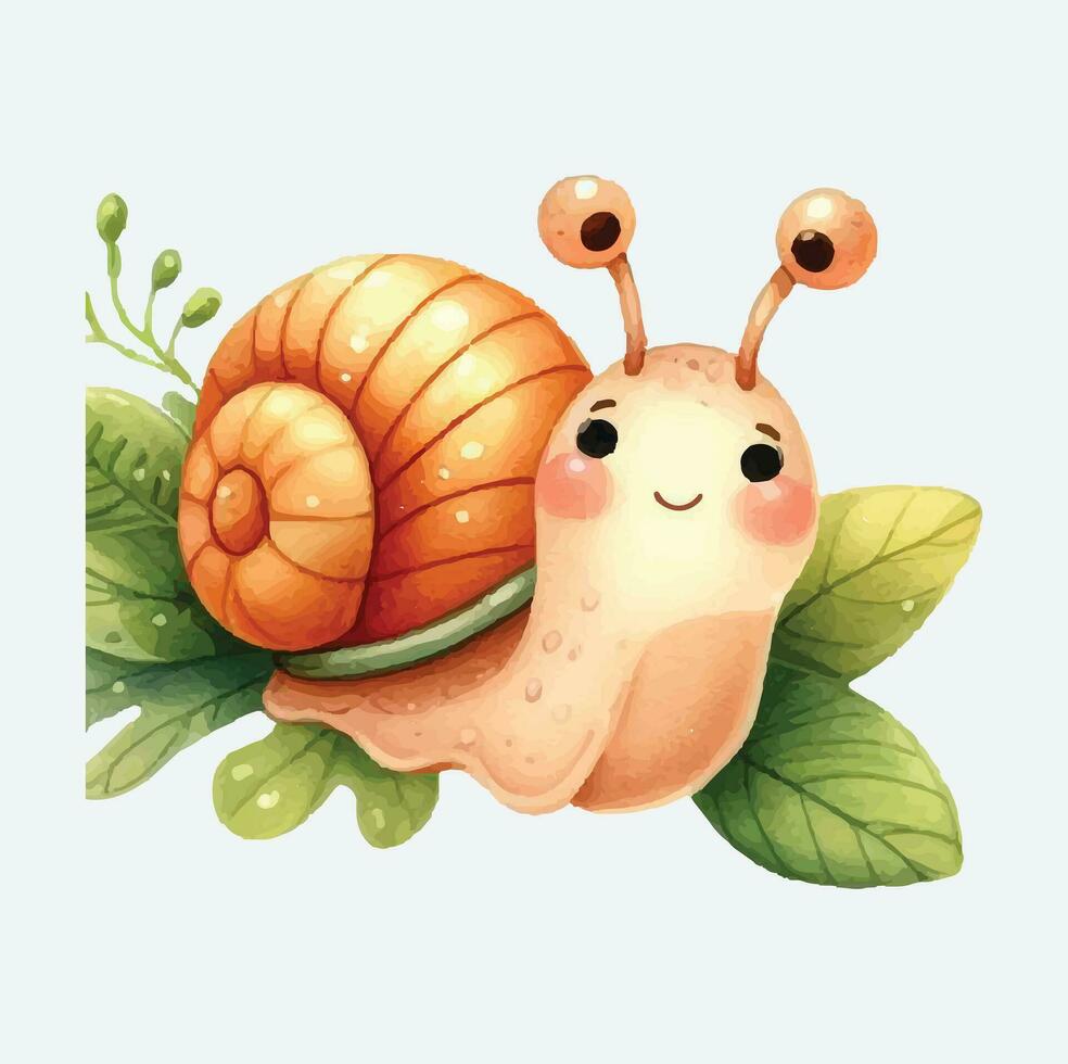 ai généré mignonne escargots aquarelle png sublimation vecteur