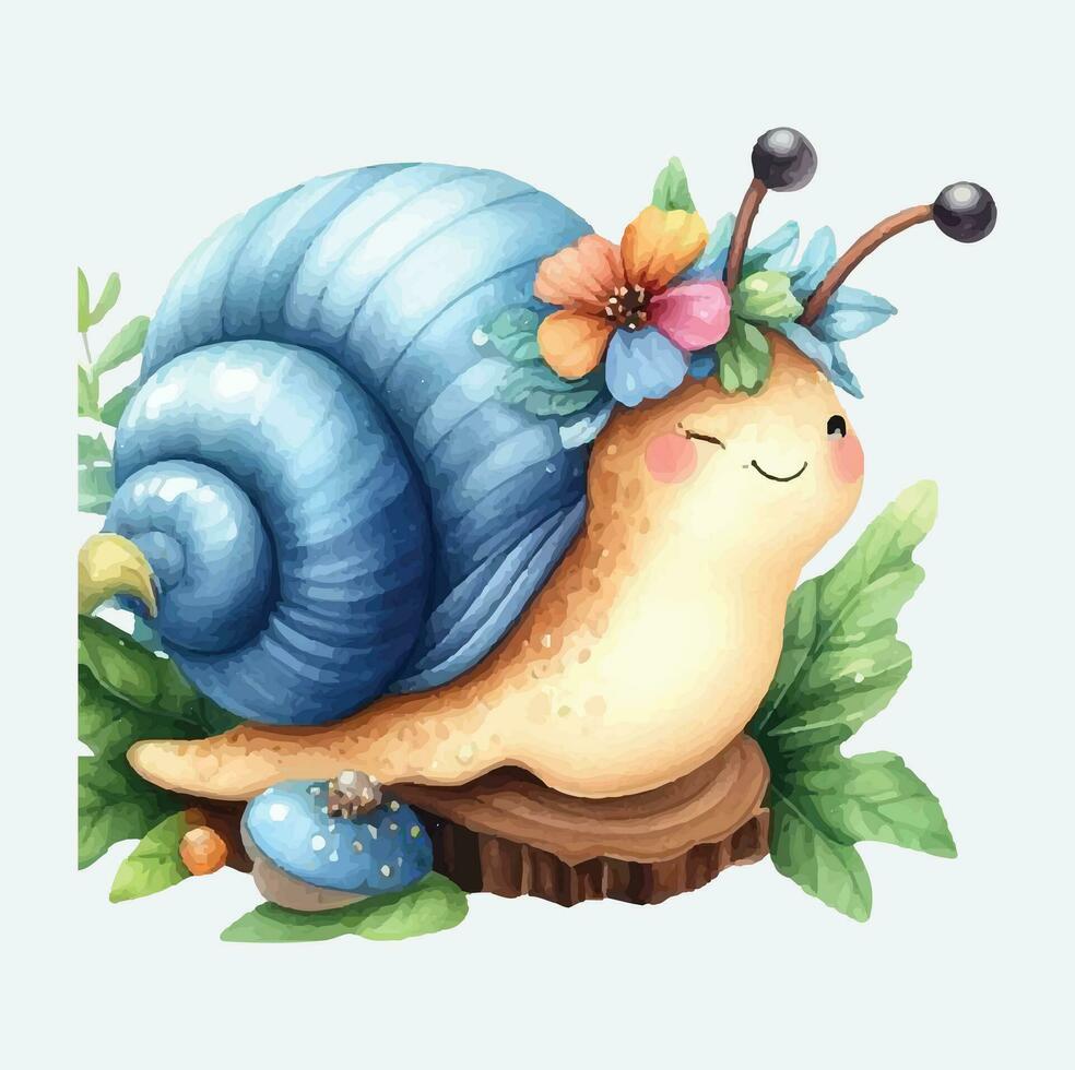 ai généré mignonne escargots aquarelle png sublimation vecteur