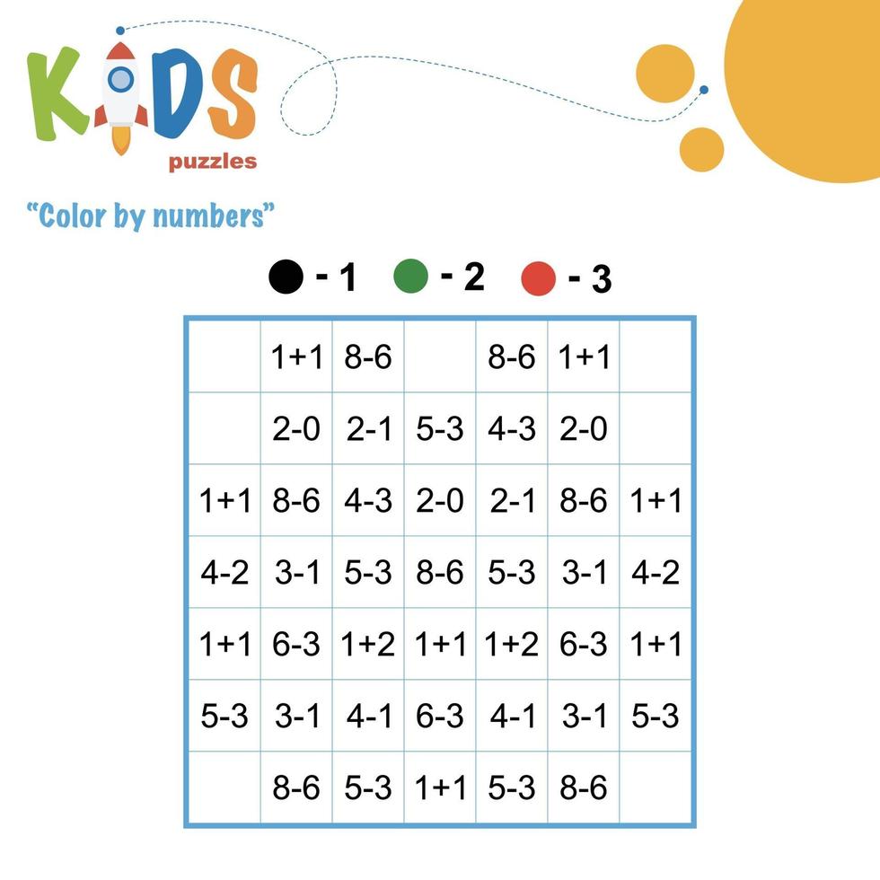 feuille de calcul imprimable couleur par numéros vecteur