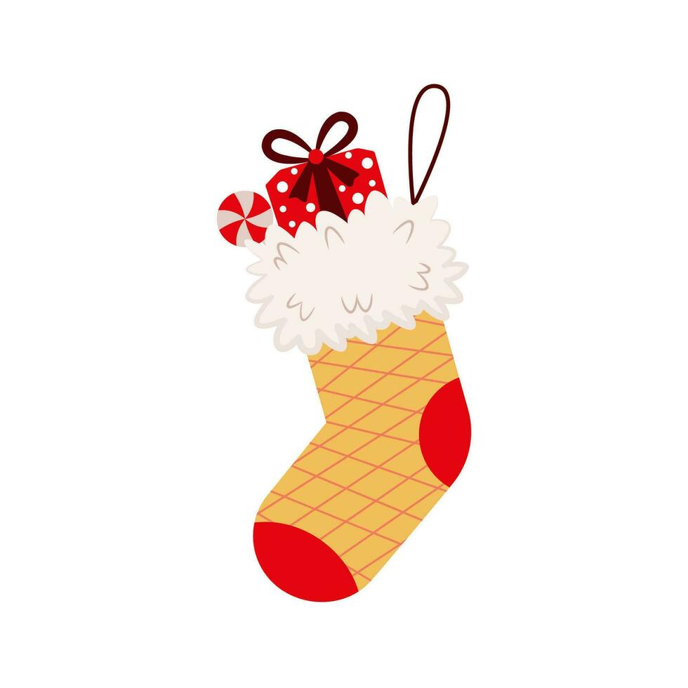 coloré décoré Noël chaussettes, Noël bas, et en forme de chaussette Sacs pour hiver vacances conception. content Nouveau an. vecteur