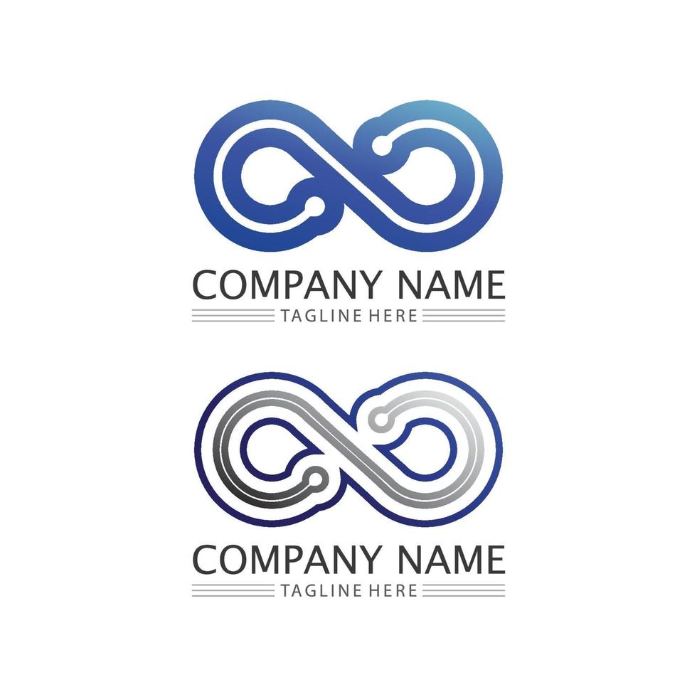 logo de conception d'infini et symbole d'infini d'entreprise et d'entreprise de 8 icônes vecteur