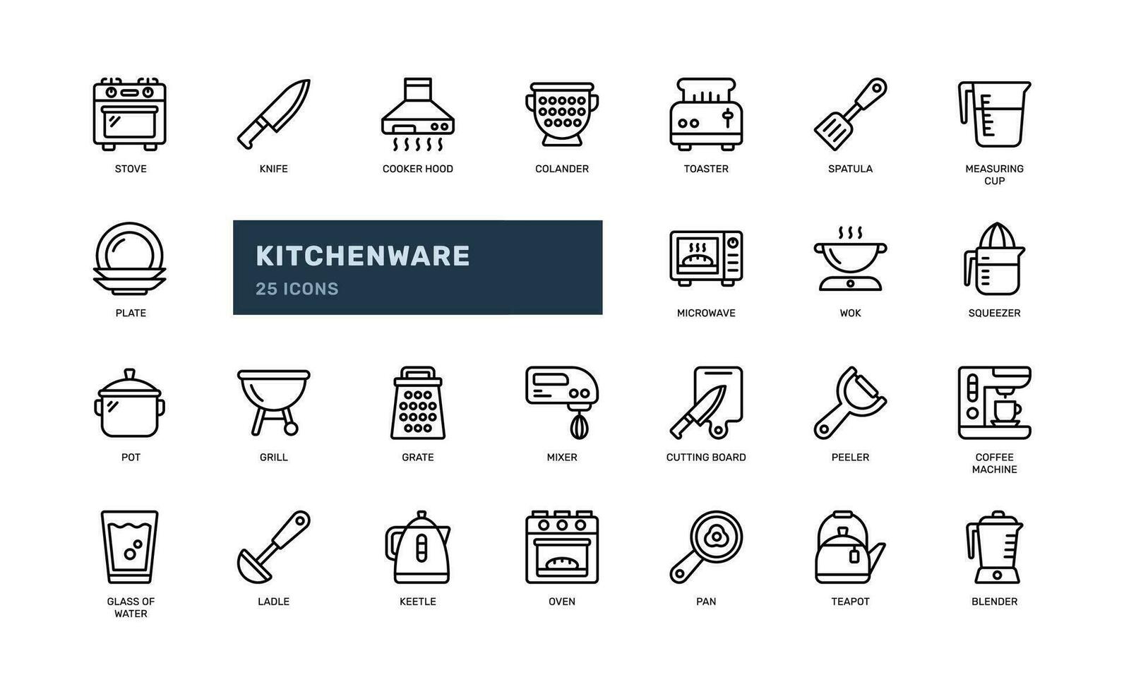 ustensiles de cuisine cuisine ustensile équipement pour cuisine ou ustensiles de cuisine Ménage ou restaurant détaillé contour ligne icône vecteur