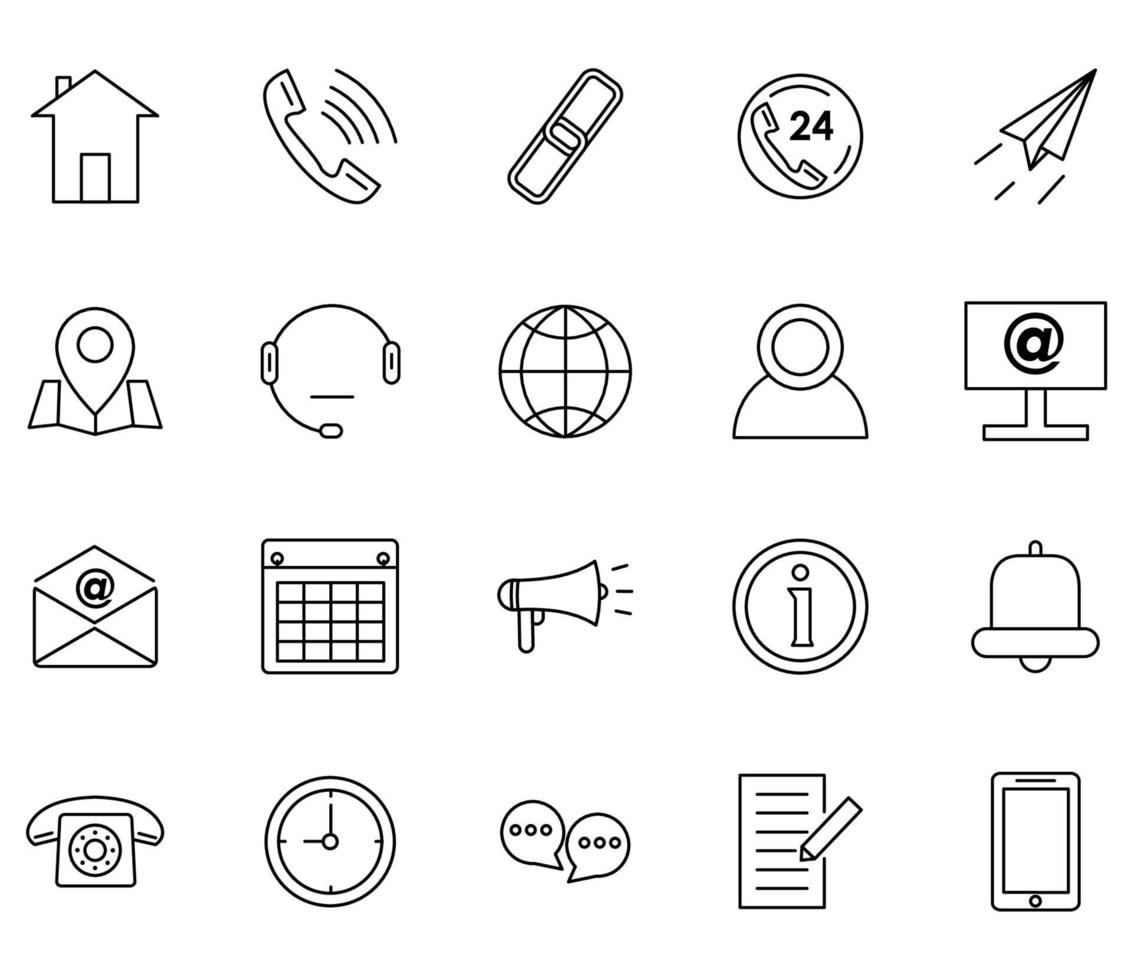 contactez-nous jeu d'icônes vecteur