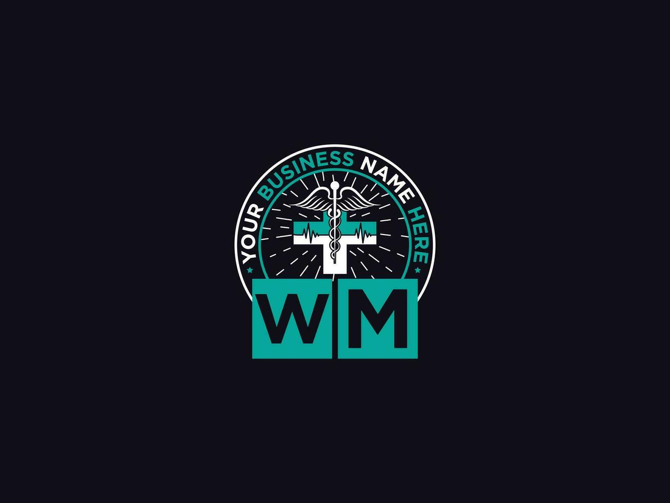 médical wm logo art, initiale wm mw clinique logo lettre conception vecteur