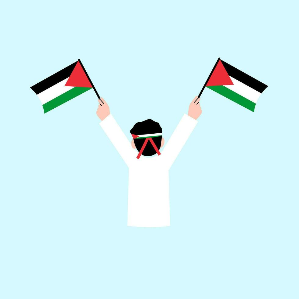 homme en portant Palestine drapeau illustration vecteur