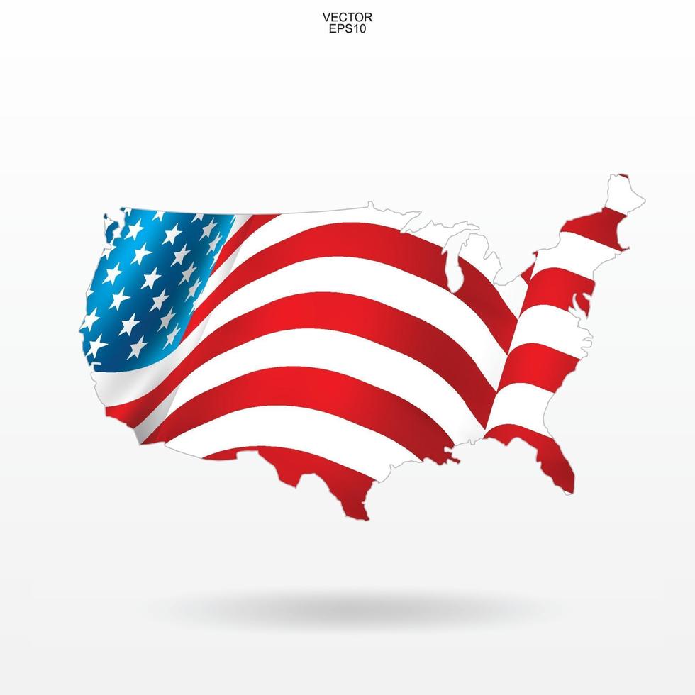 carte des états-unis avec motif drapeau américain. vecteur. vecteur