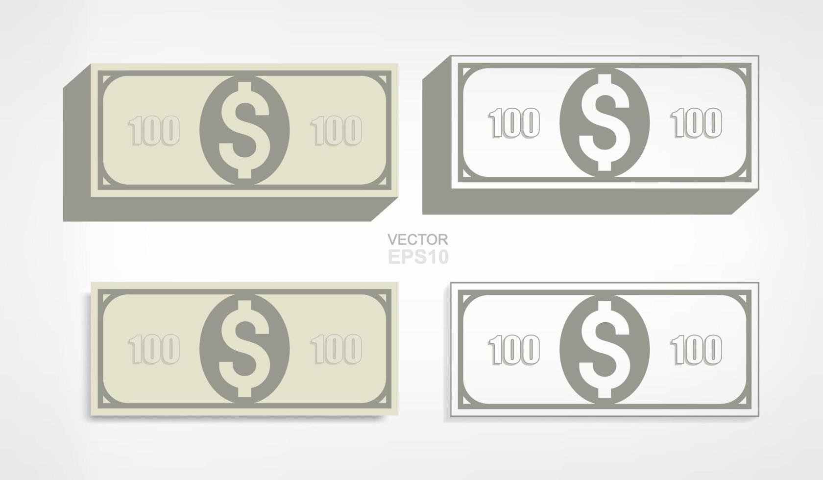 billet de dollar sur fond blanc. vecteur. vecteur