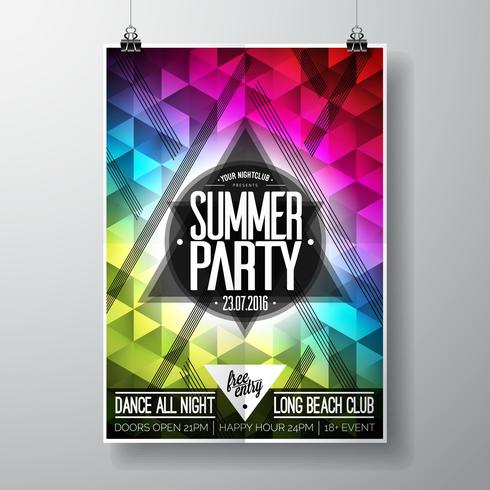 Vector Summer Beach Party Flyer Design avec des éléments typographiques