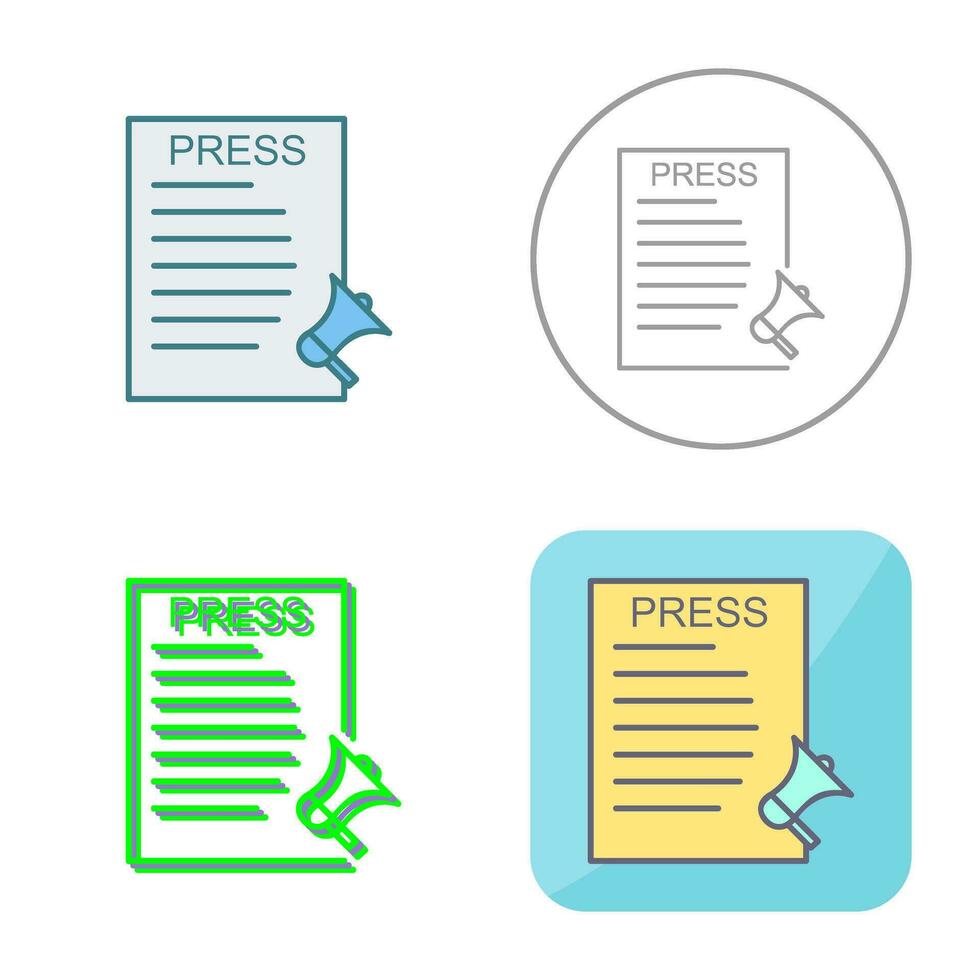 icône de vecteur de communiqués de presse unique