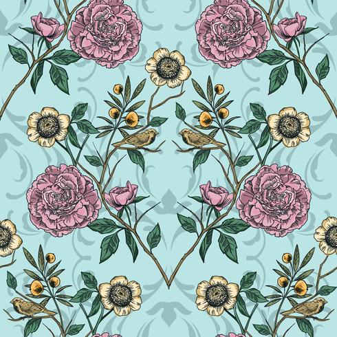 Jardin victorien. Floral pattern sans soudure. Illustration vectorielle vecteur