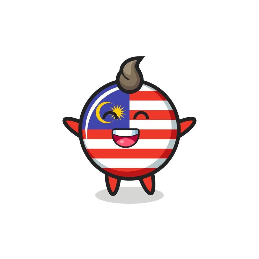 personnage de dessin animé insigne drapeau malaisie bébé heureux vecteur