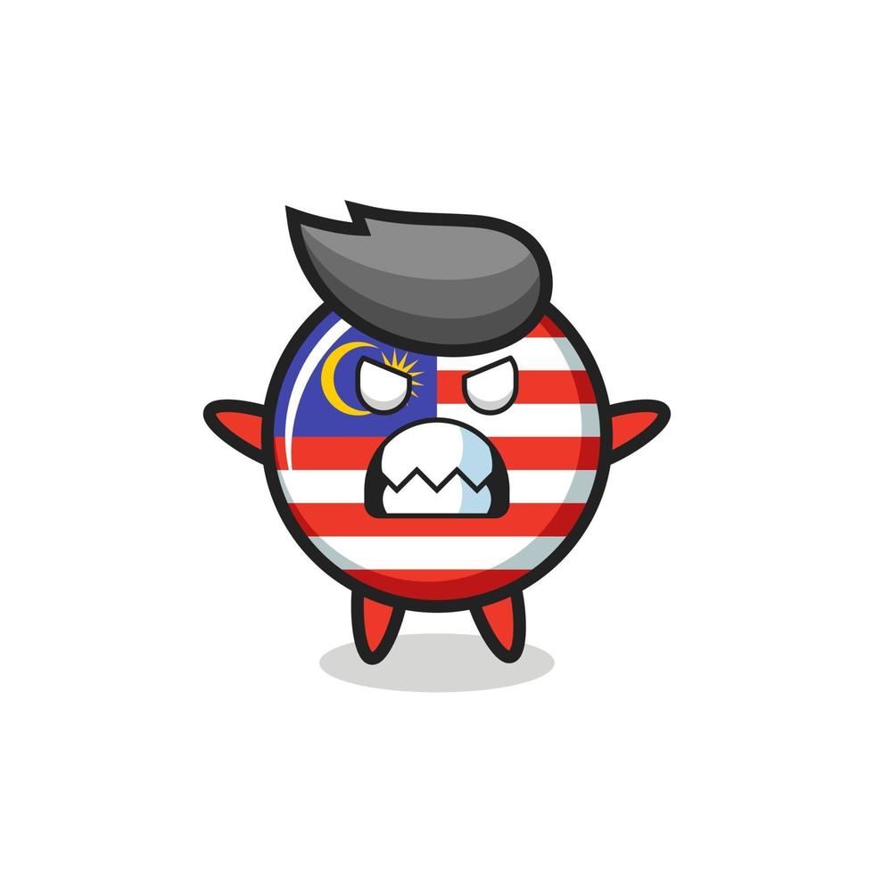 expression courroucée du personnage de la mascotte de l'insigne du drapeau de la malaisie vecteur