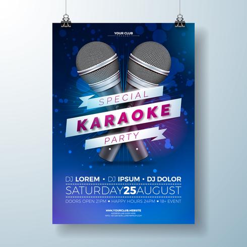 Illustration de flyer sur le thème d&#39;une soirée karaoké vecteur