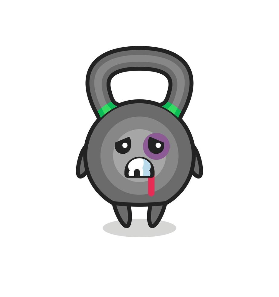 personnage de kettleball blessé avec un visage meurtri vecteur