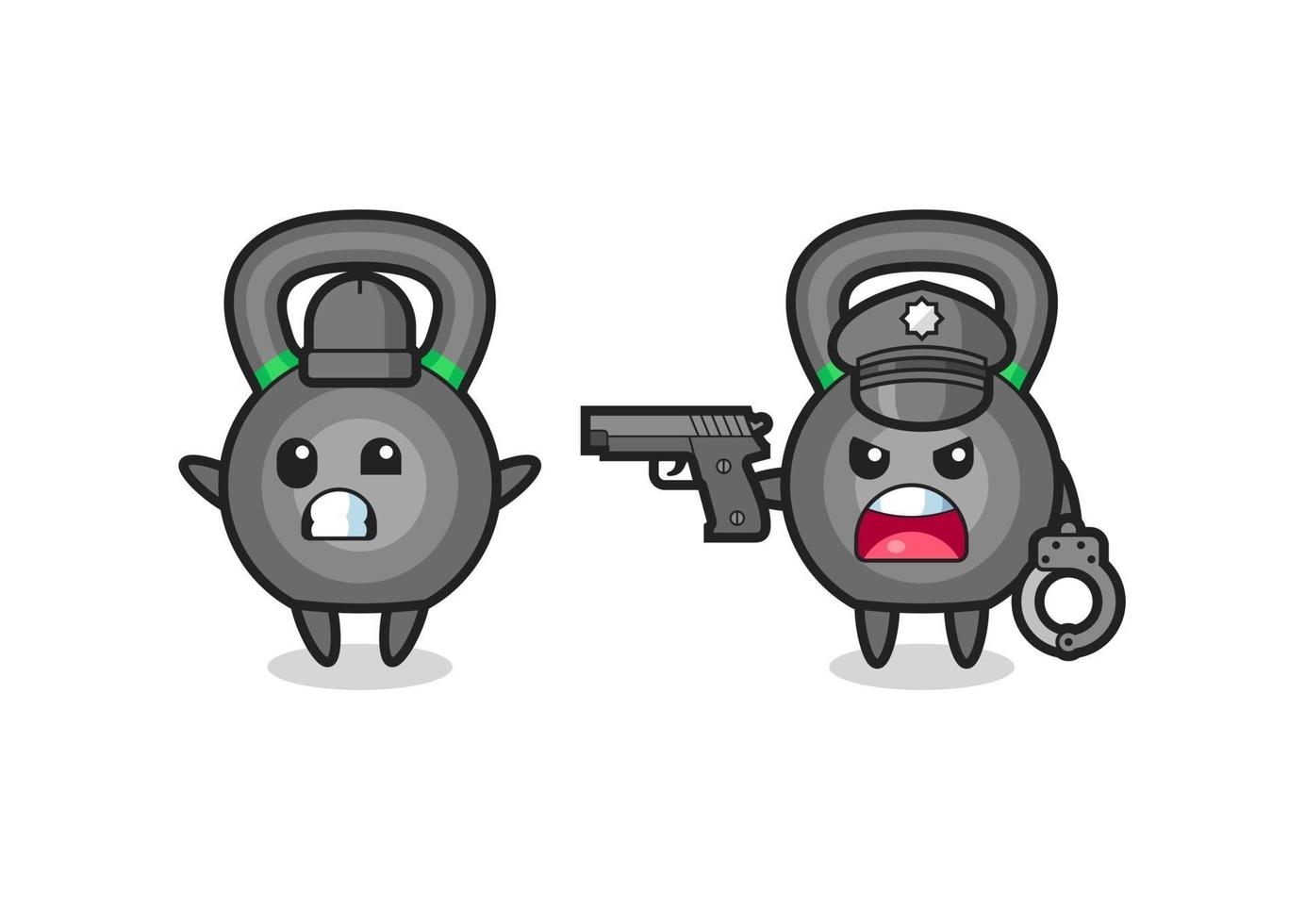 illustration d'un voleur de kettleball avec la pose des mains attrapé par la police vecteur